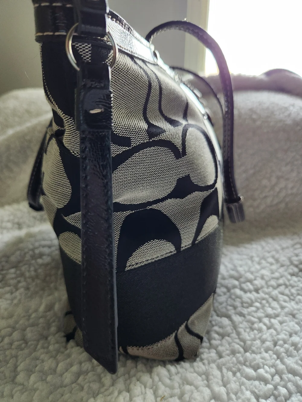 Coach Signature Canvas Tote in Black and Cream